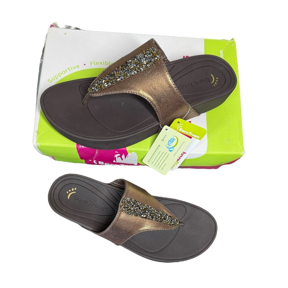 BareTraps Garnett Sandals Women 10 Bronze Walking Comfort Cushion Slip On Shoes - Picture 3 of 13